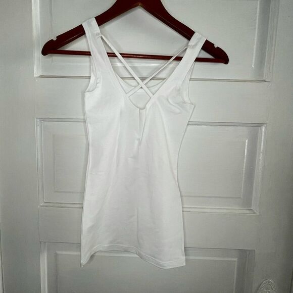 Frenchi Simple White Shirt w/ Criss-Cross Back - Picture 2 of 5